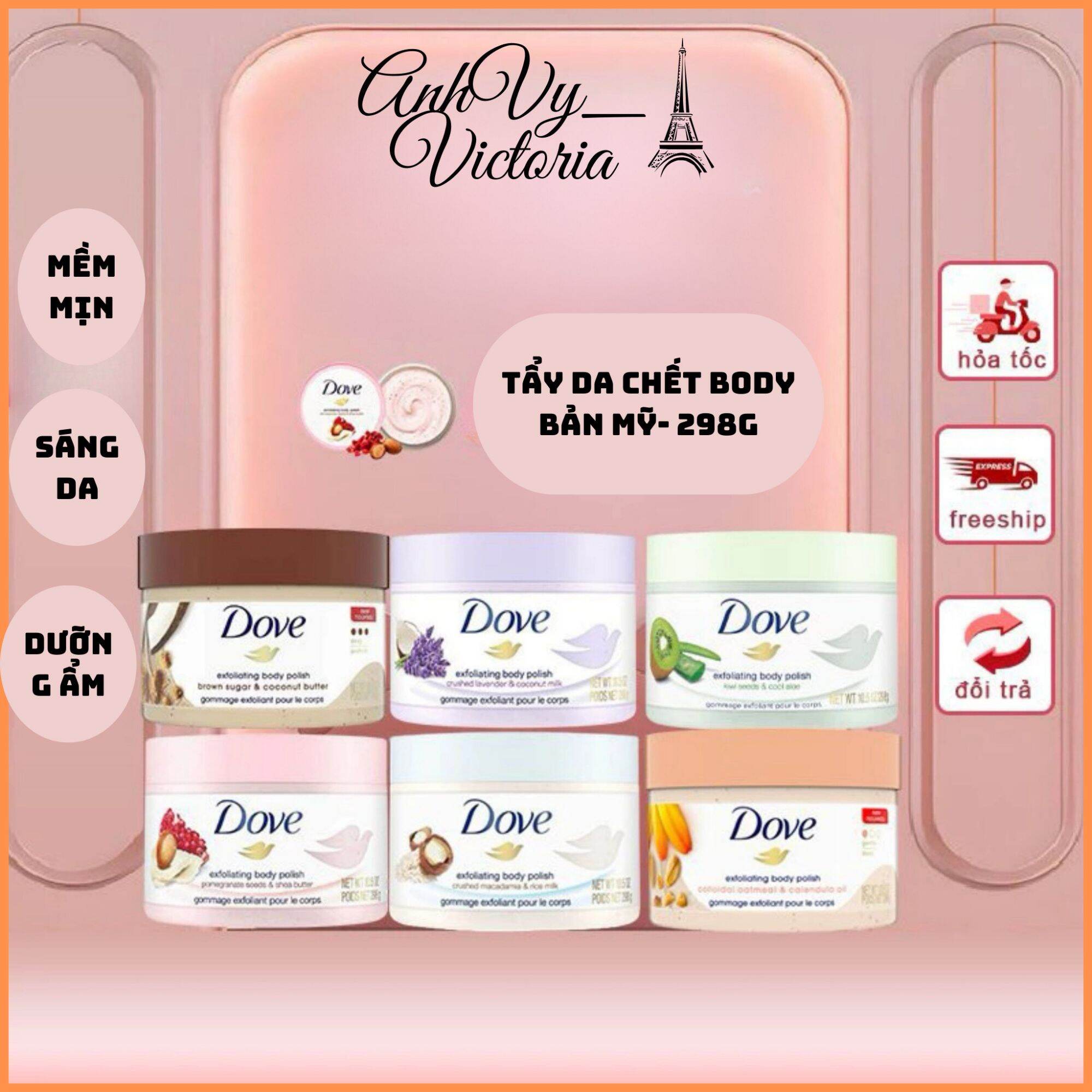 Tẩy tế bào chết dove exfoliating body polish_ hủ 298g