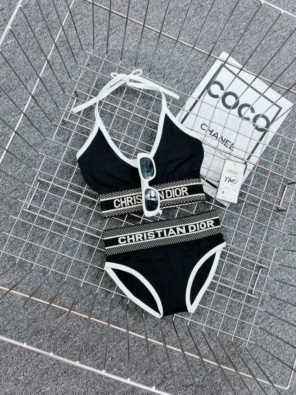 Đồ Bơi 2 Mảnh Đen Viền Trắng Xinh Bé Gái |Bikini Cho Bé