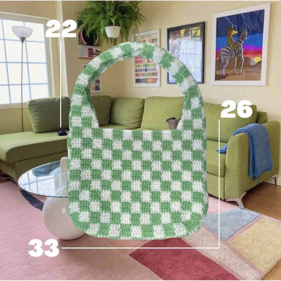Gambit Bag - Túi móc len hoạ tiết caro size L