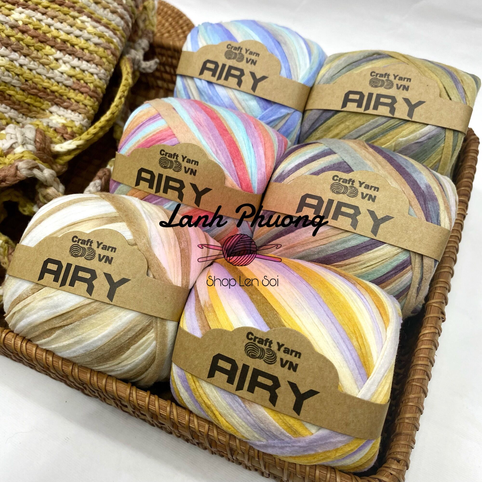 Sợi Cọ Airy Màu Loang Đan Móc Mùa Hè