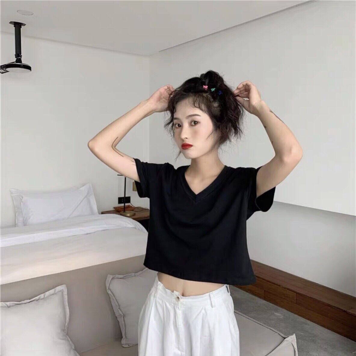 ÁO CROPTOP CỔ TIM TRƠN