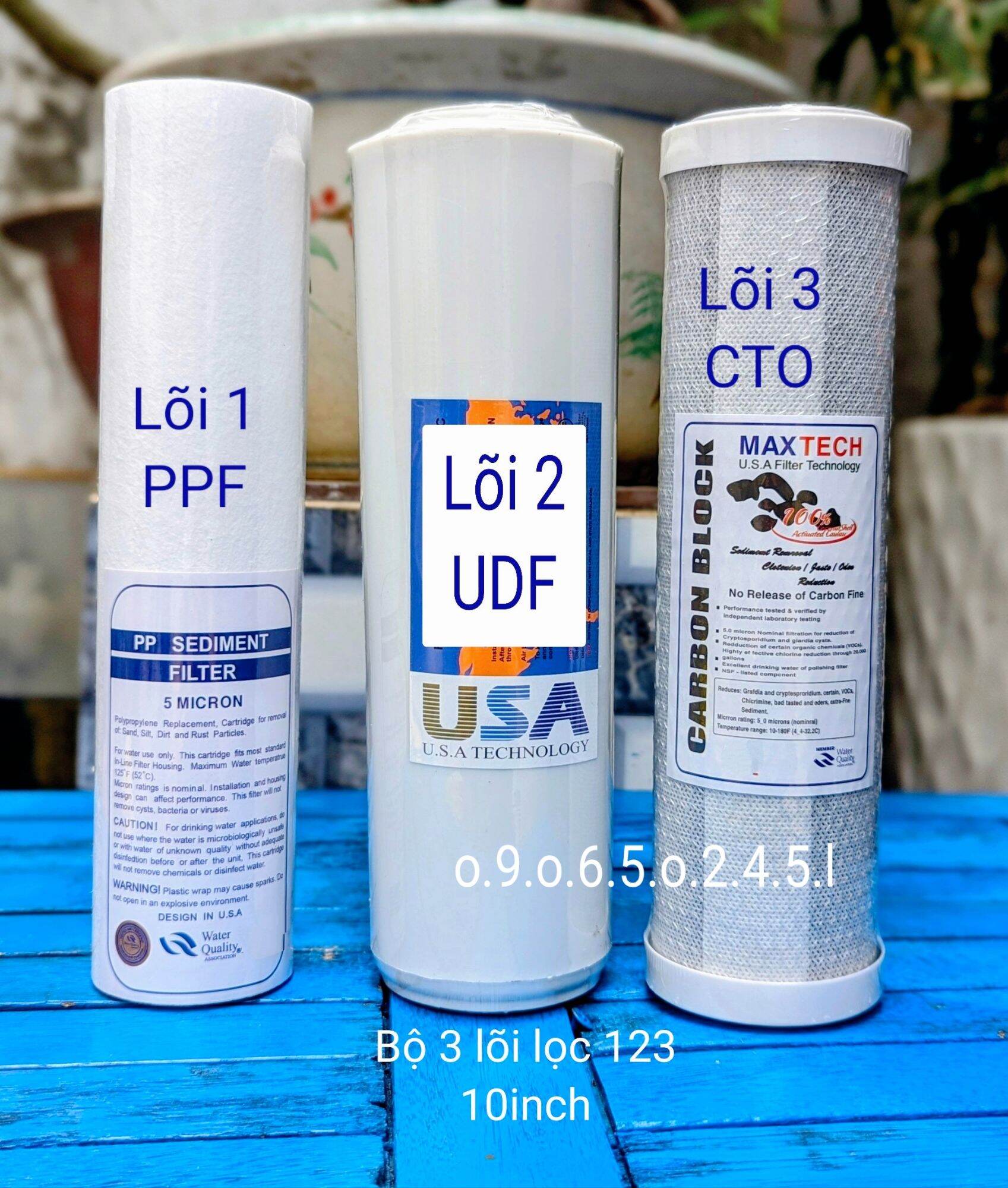 [HCM]Bộ 3 lõi lọc nước số 123 10inch dùng cho máy ro và bộ lọc thô (dùng điện và không dùng điện)