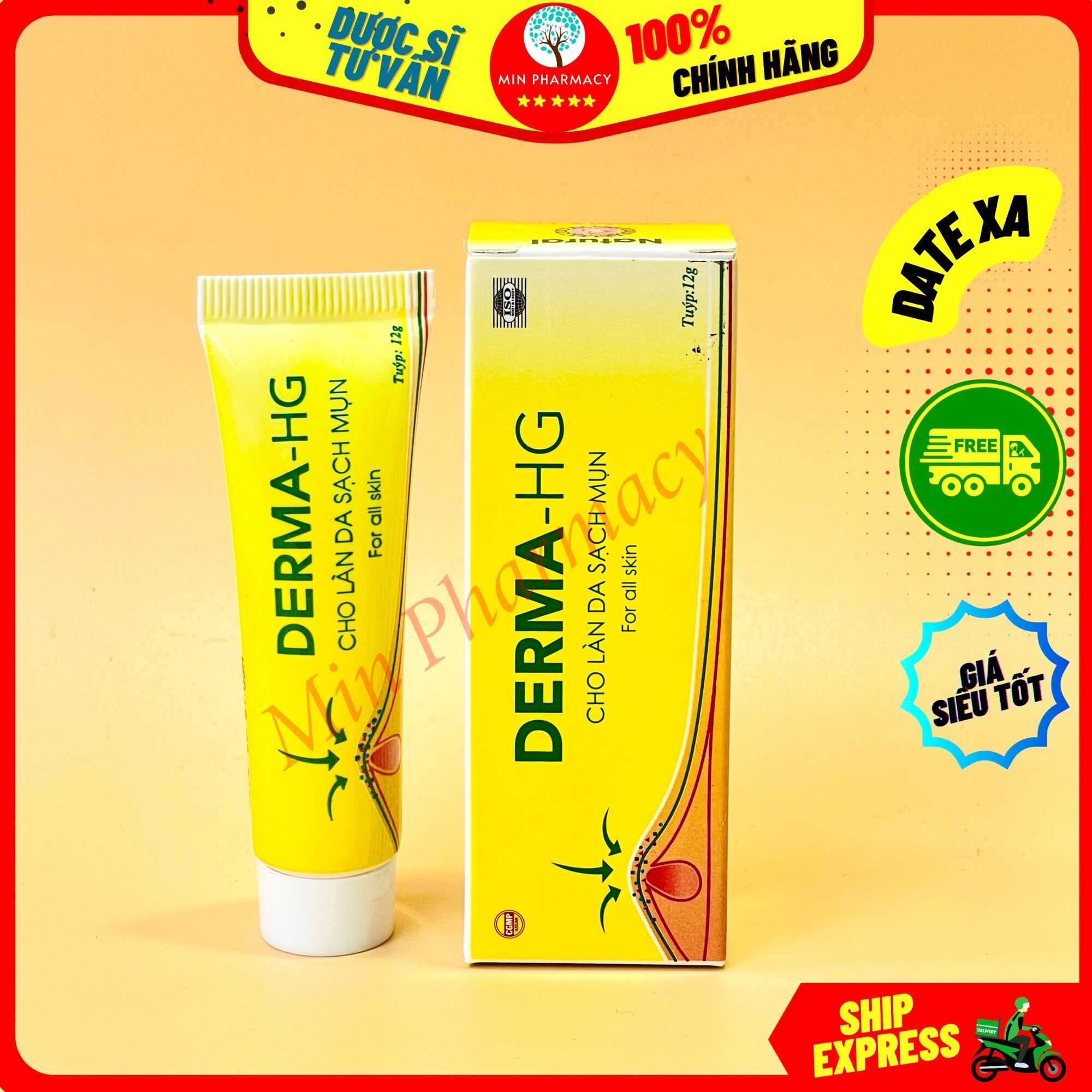 Kem dưỡng da mụn derma hg cho làn da sạch mụn 12g - minpharmacy