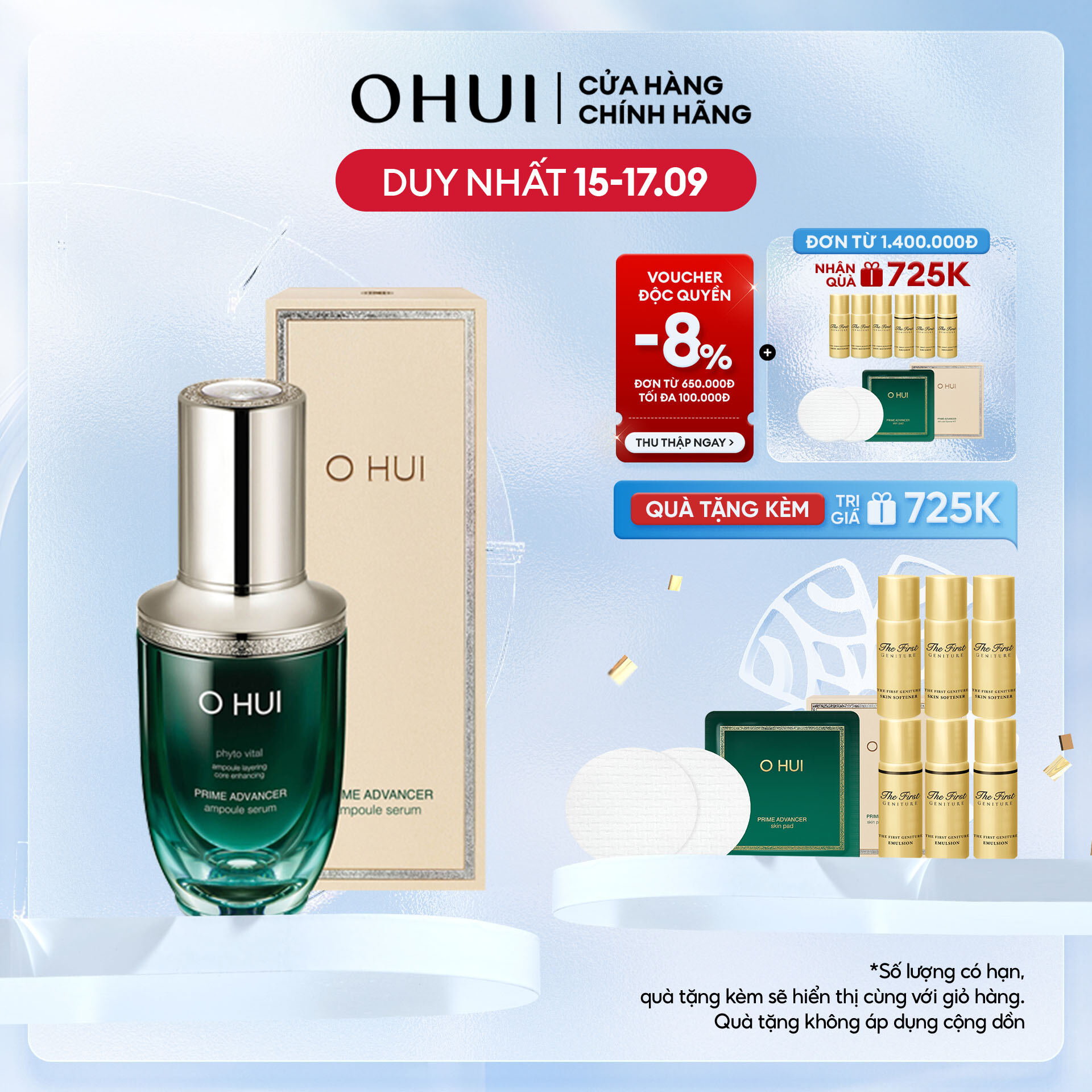 Tinh chất cấp ẩm chống lão hóa cao cấp OHUI Prime Advancer Ampoule Serum 20ml
