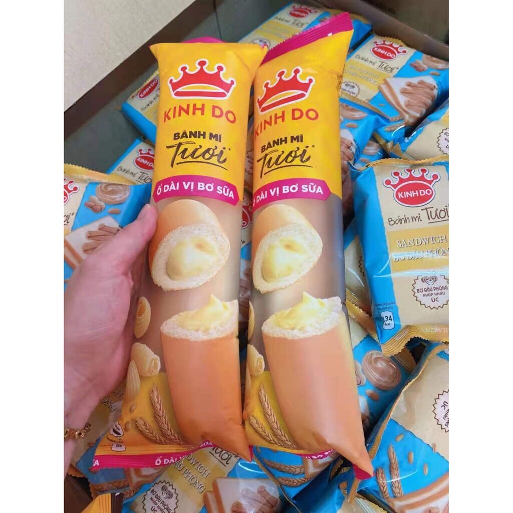 Combo 5/10 cái bánh mì tươi ổ dài có nhân kinh đô hsd:10->13 ngày