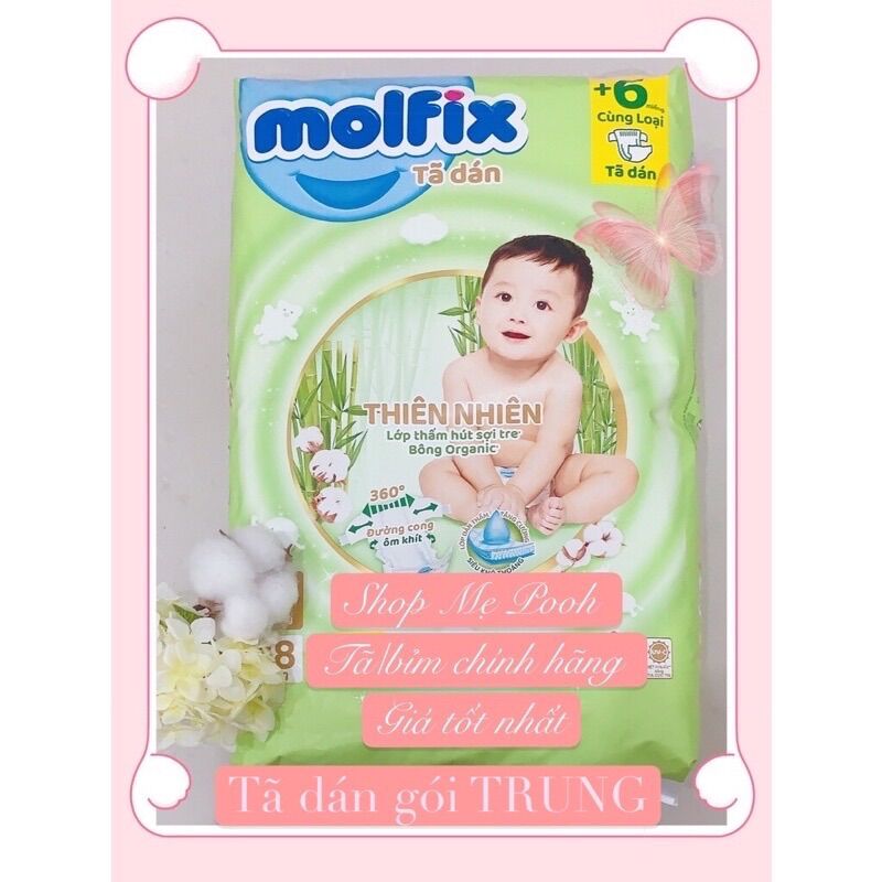 Tã dán molfix gói trung s56+8/m48+6/l42+6/xl38+6