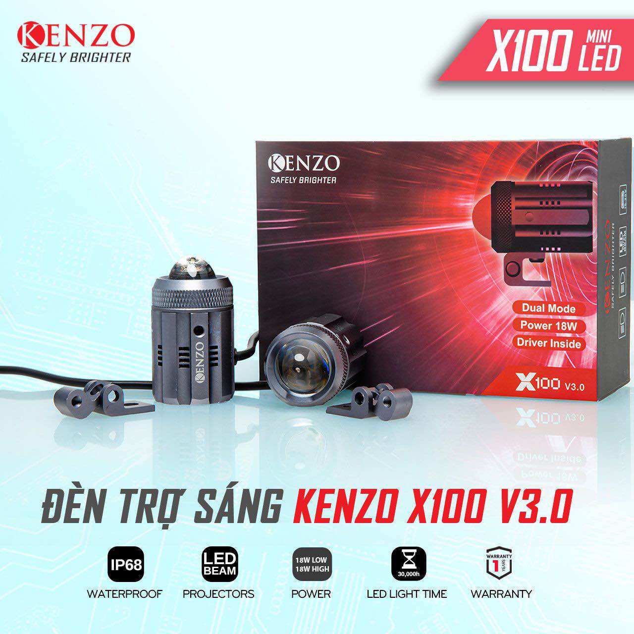 Đèn trợ sáng bi cầu mini kenzo x100 v3.0