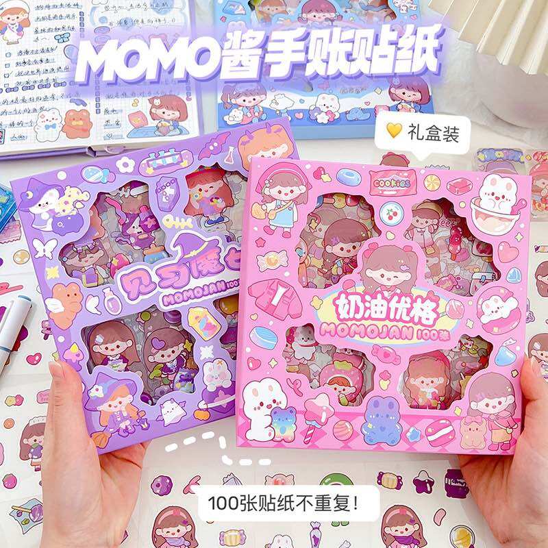 Hộp 100 tấm sticker nhãn dán trang trí MOMO