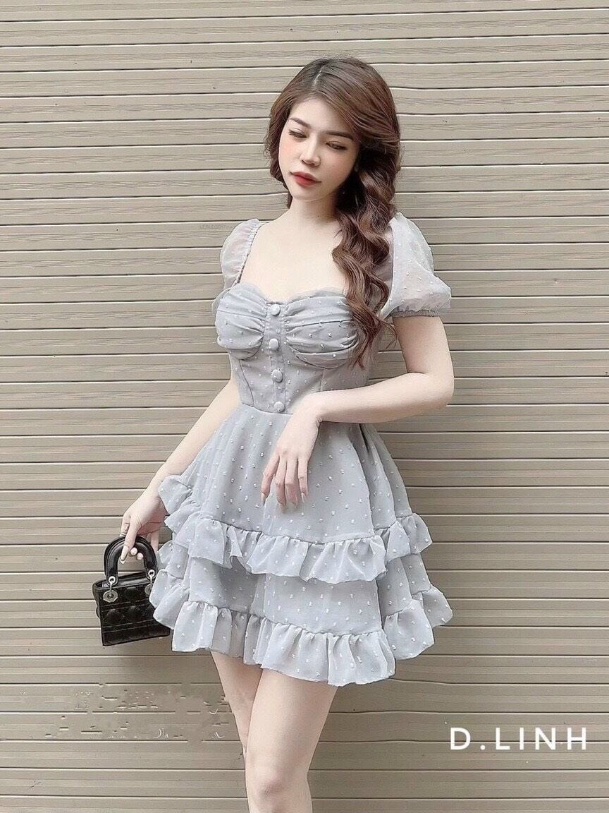 HCM ( hình thật) Đầm tiểu thư xinh tôn dáng