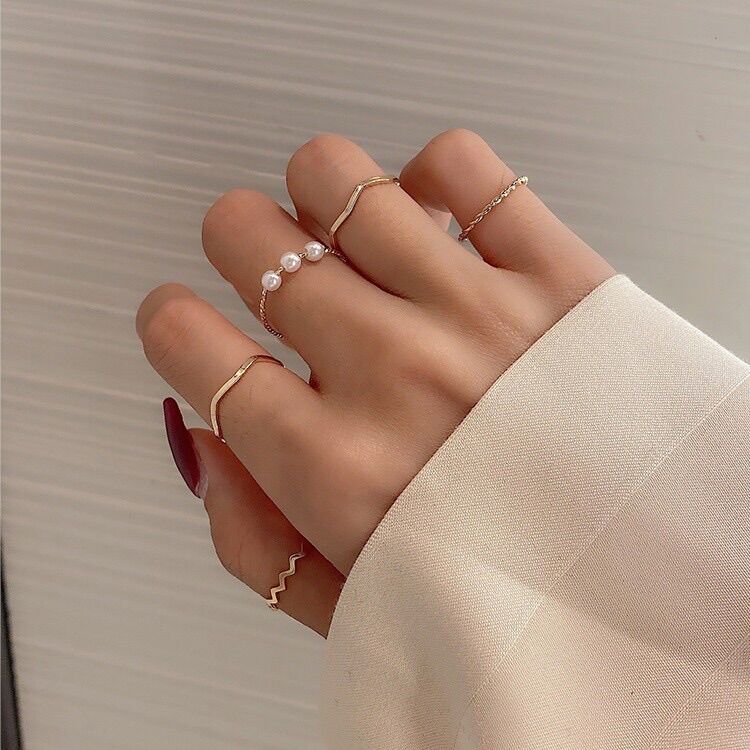 Set 5 nhẫn xinh xắn phong cách Hàn Quốc