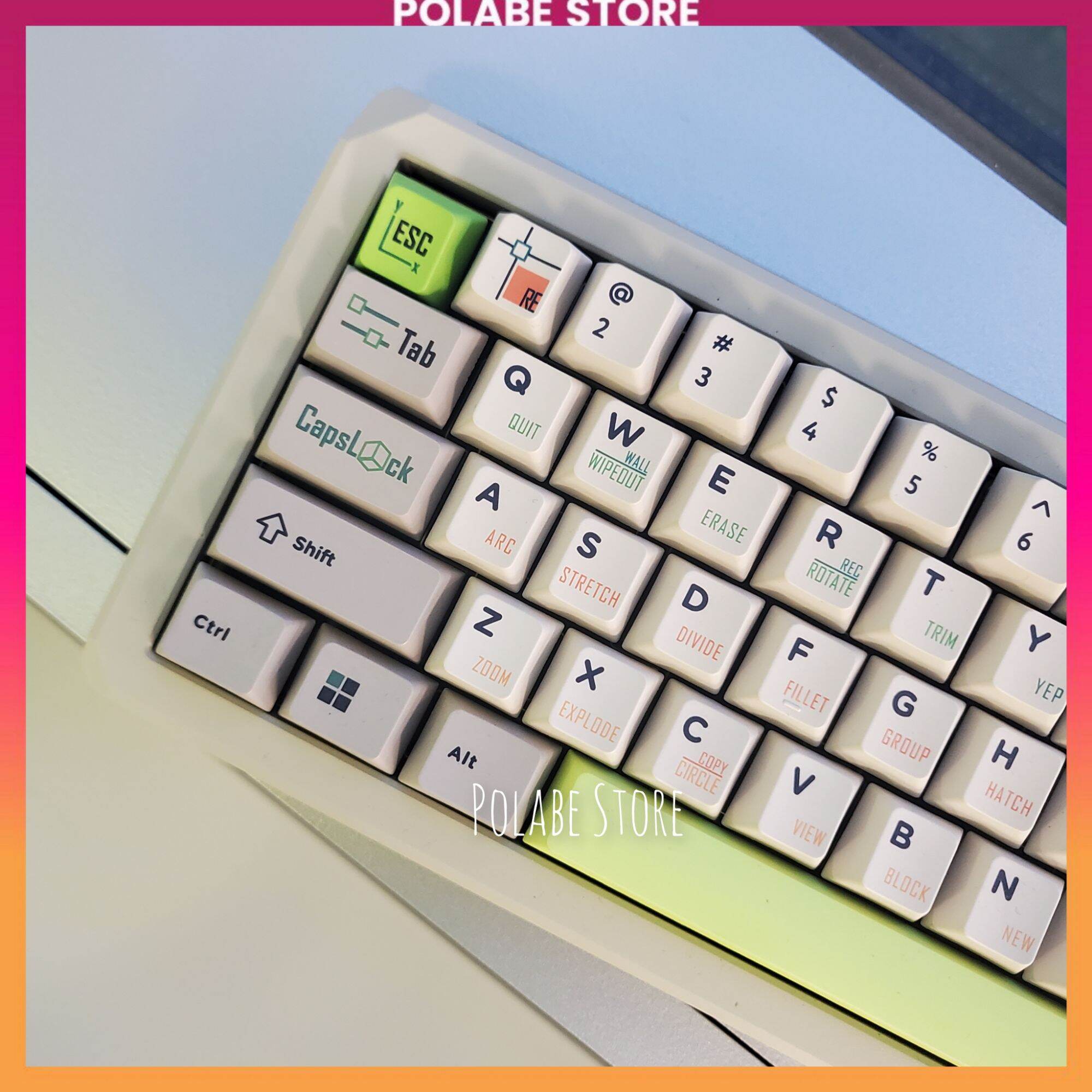 Keycap Retro CAD Cherry Profile PBT Dyesub bàn phím cơ Retro Style - Polabe Store