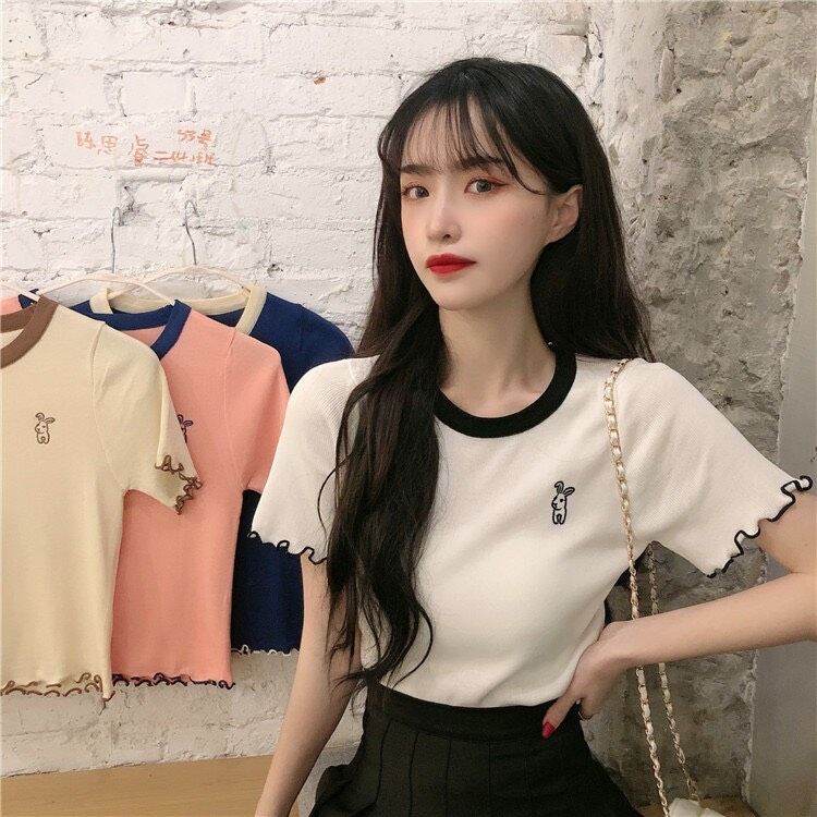 áo croptop phối bo cổ thiêu thỏ