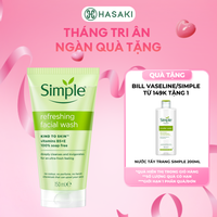 [MUA LÀ CÓ QUÀ] Sữa Rửa Mặt Simple Lành Tính Cho Da Nhạy Cảm, Giúp Da Sạch Thoáng 150ml Kind To Skin Refreshing Facial Wash Gel  Hasaki Sản phẩm chính hãng