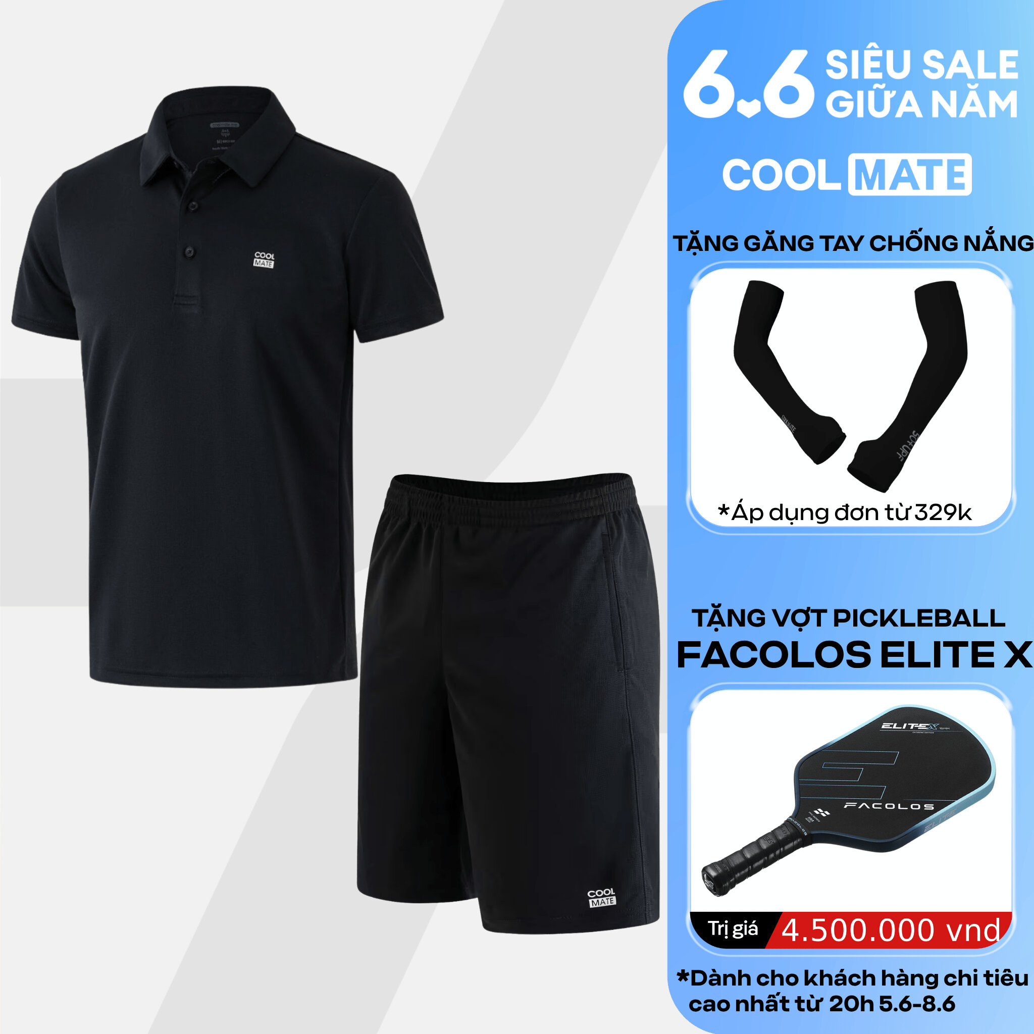 [TẶNG QUÀ ĐƠN TỪ 329K]Set đồ, bộ thể thao nam tập Gym, Pickleball ProMax S1 Áo Polo + Quần shorts mềm mại, thoáng khí, nhanh khô logo Coolmate