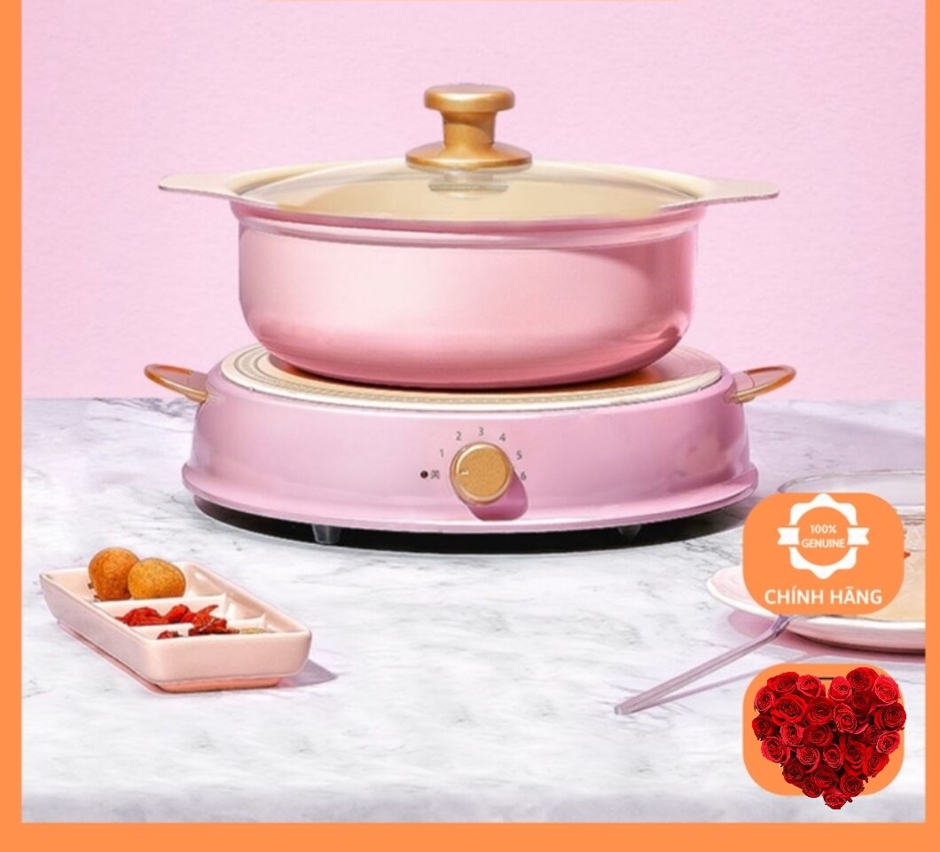 Nồi lẩu điện tráng men chống dính Ricopa - Hãng Iris Ohyama. Nấu nhanh sôi. Bảo hành 12 tháng