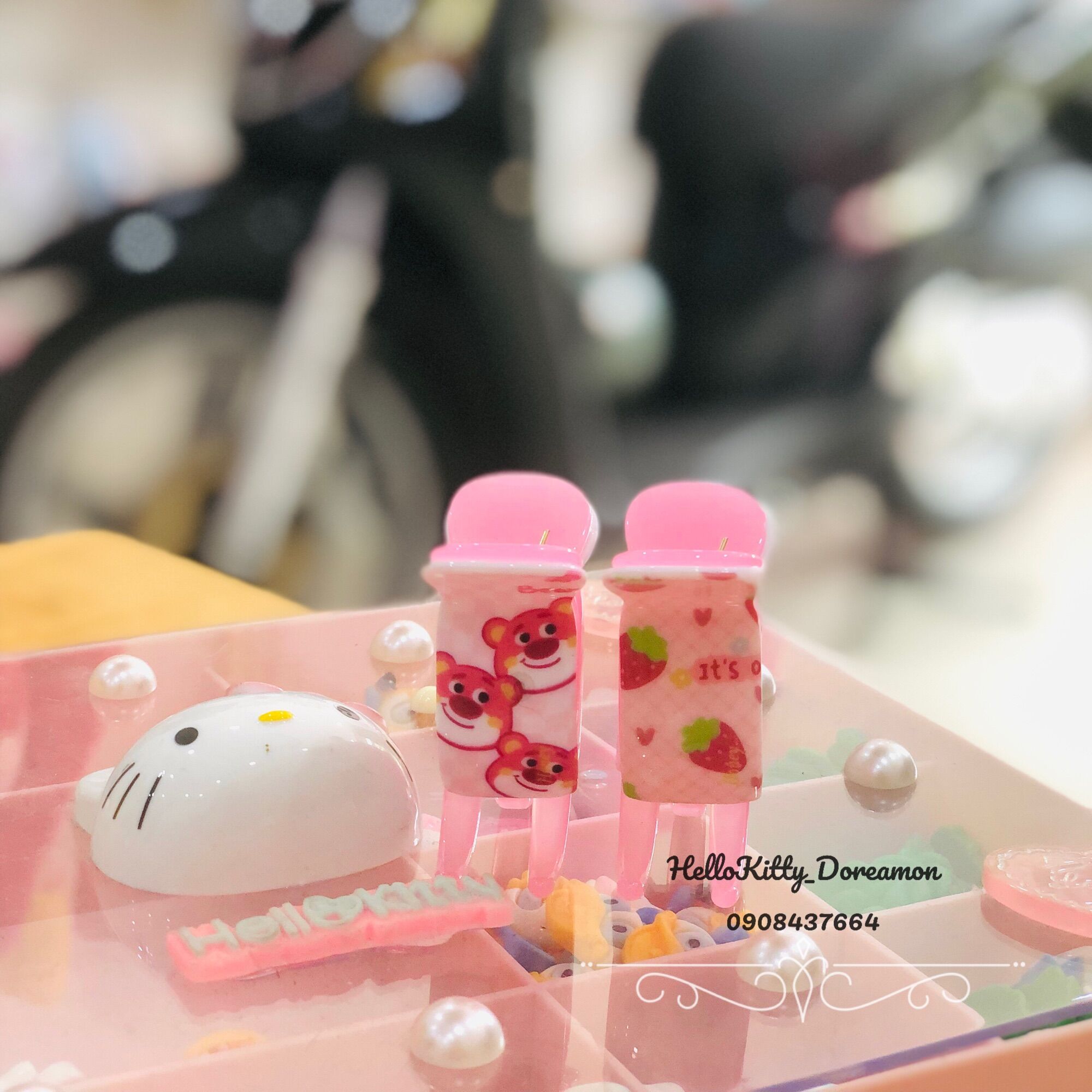 SET 2C KẸP TÓC 3R IN HÌNH GẤU DÂU LOTSO