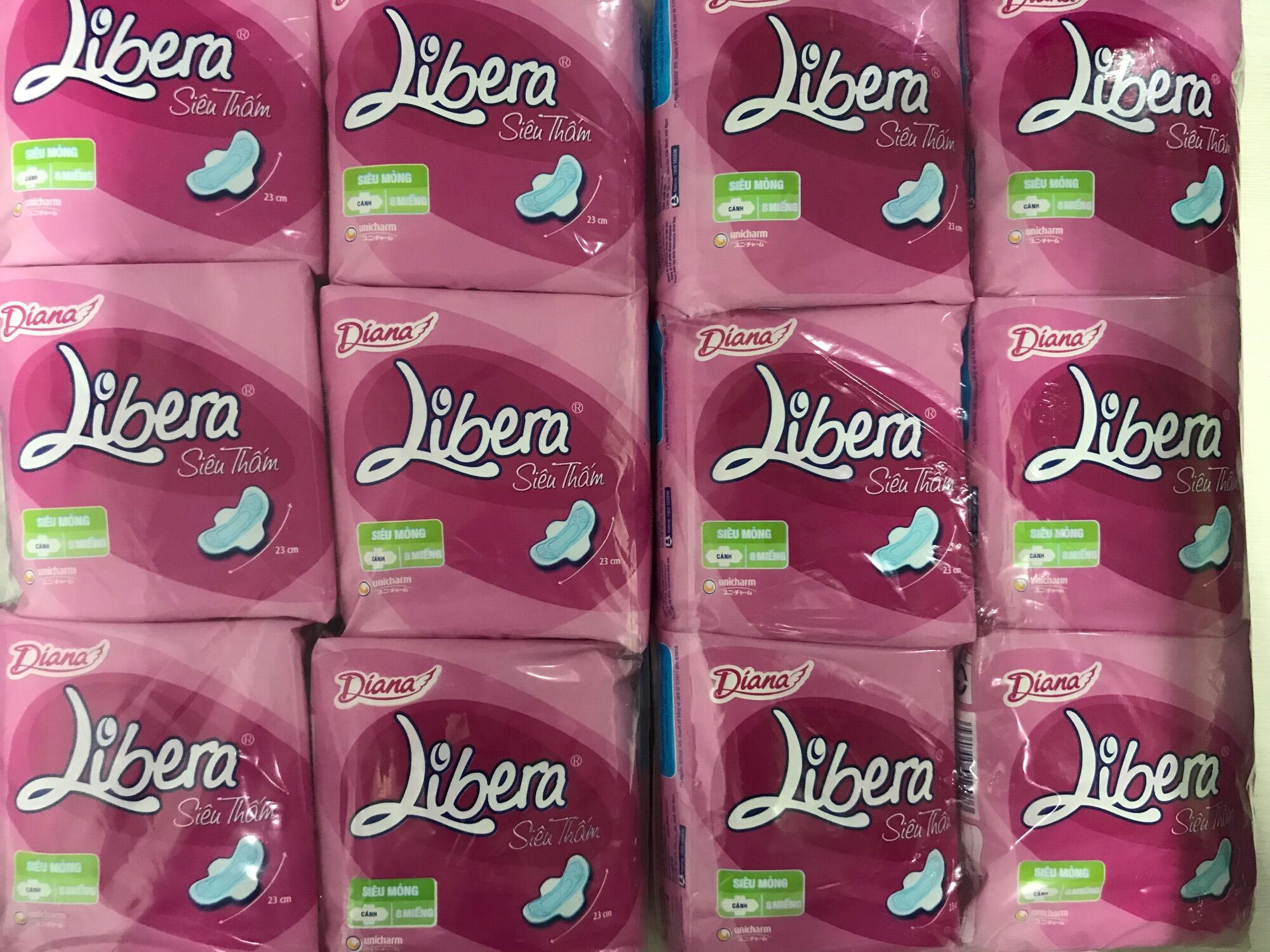 Combo 6 Gói BVS Diana Libera Siêu Thấm Siêu Mỏng Cánh gói 8 miếng