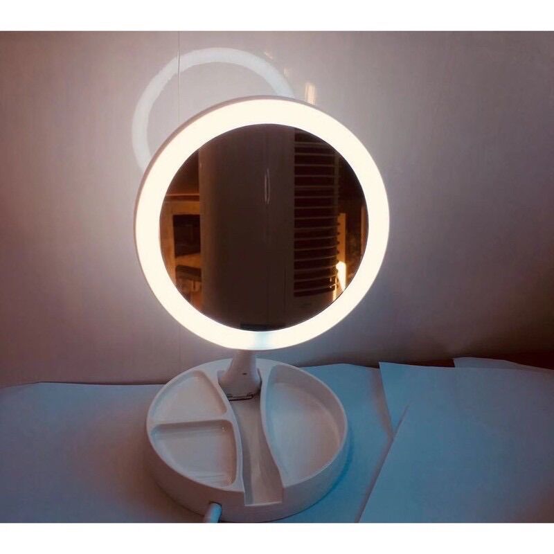 Gương trang điểm để bàn gấp gọn hình tròn