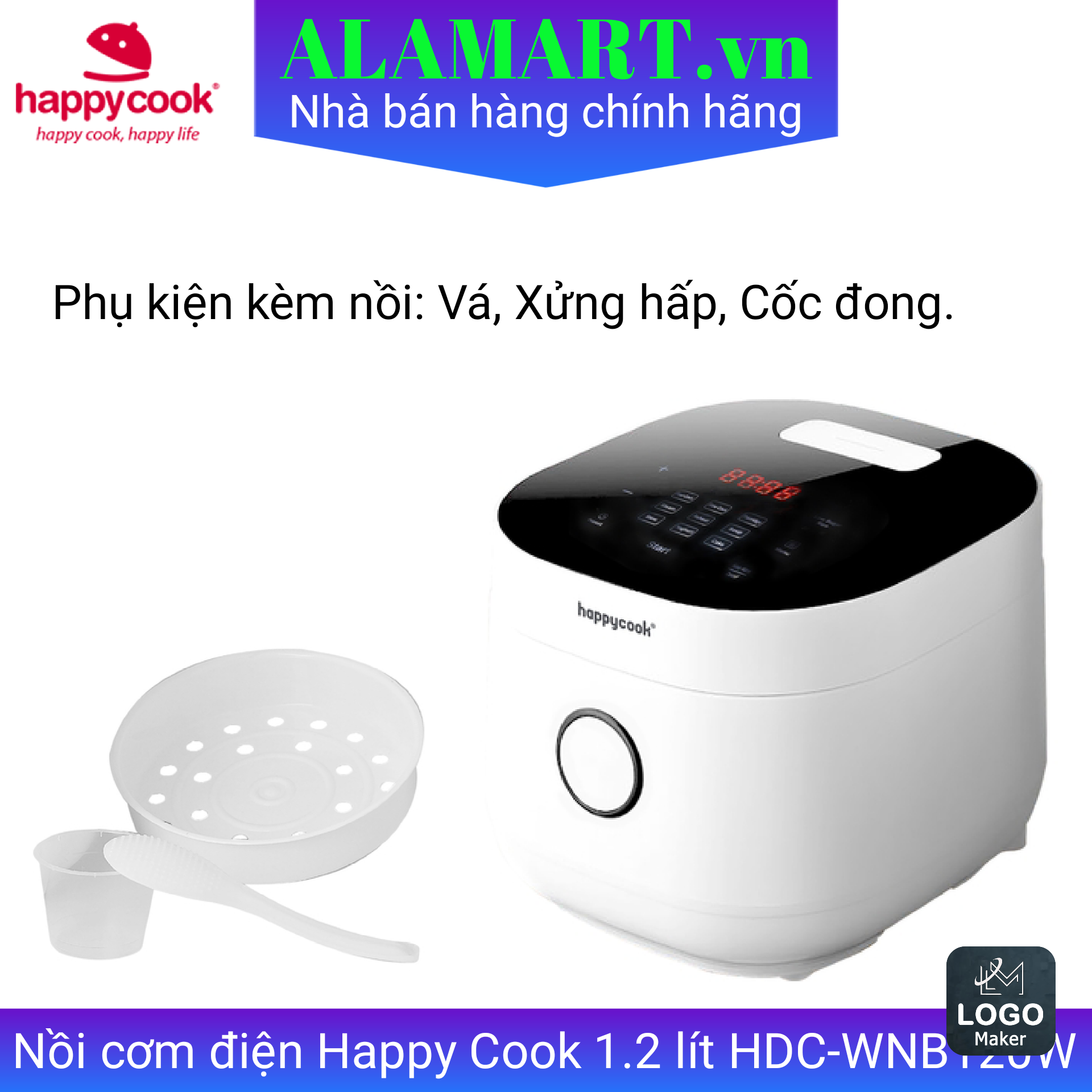 Nồi cơm điện Happy Cook 1.2 lít HDC-WNB120W