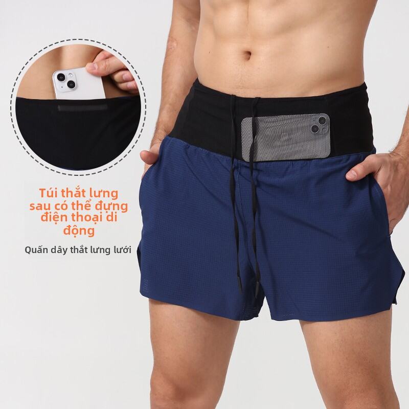 Quần Short Chạy Bộ Nam Chuyên Nghiệp Quần Chạy Bộ Marathon Ba Điểm Nhanh Khô Có Túi Đựng Điện Thoại 