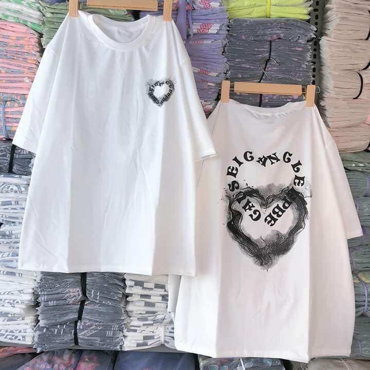 Áo thun chất cotton su form rộng ray lỡ - tim