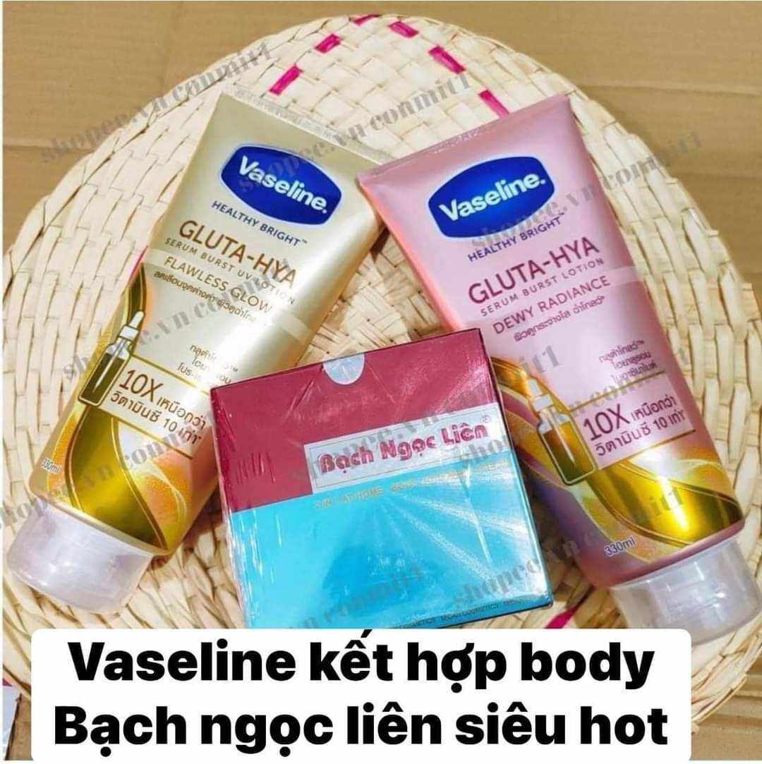 Combo Body Bạch ngọc Liên  Xanh + Sữa Dưỡng Thể Vaseline siêu trắng
