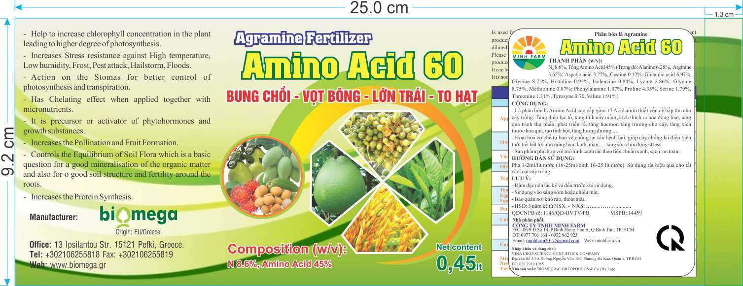 Phân bón lá cao cấp AMINO ACID 60 500ML