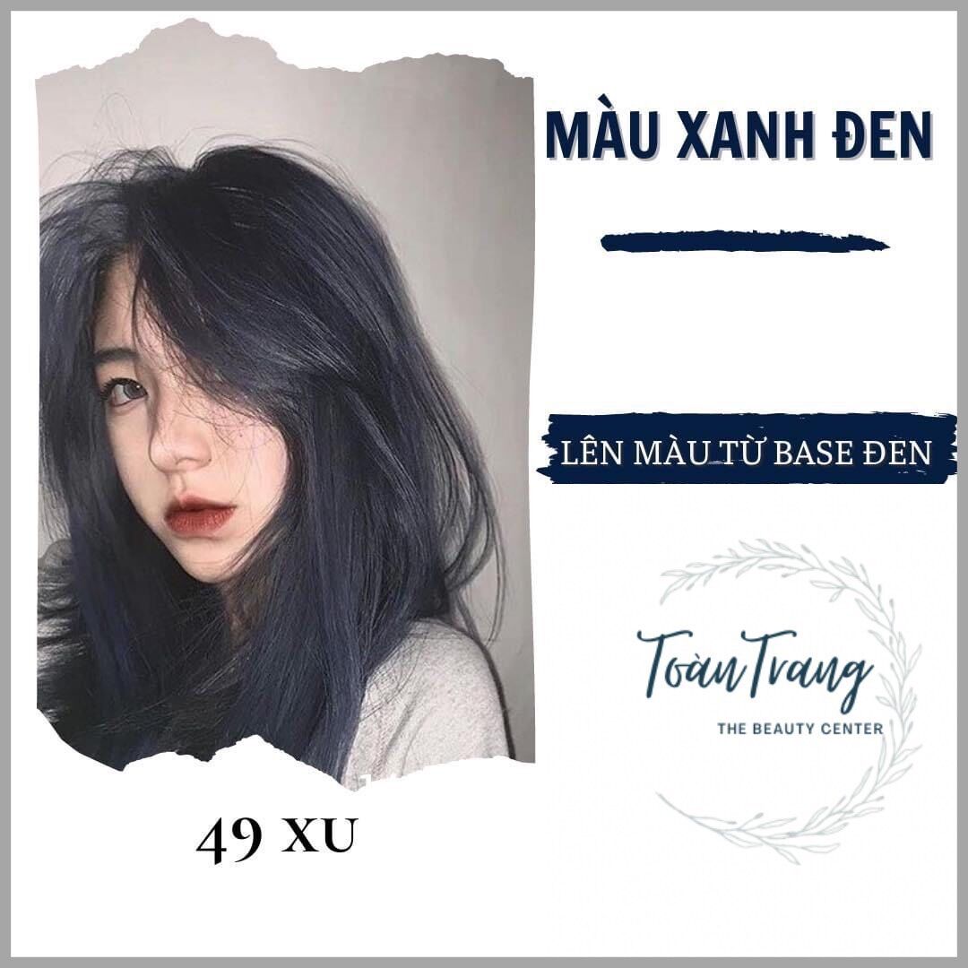 (không tẩy 100%)Nhuộm Tóc Màu XANH ĐEN kèm oxy trợ nhuộm và găng tay