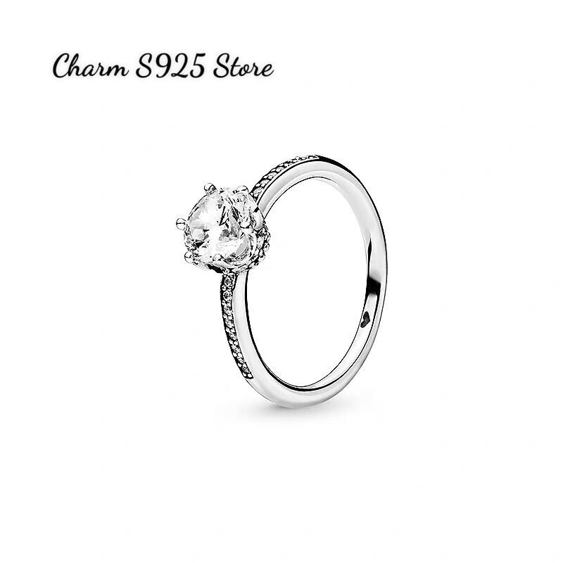 Nhẫn đeo tay pan ale vương miện đính đá trắng bạc s925