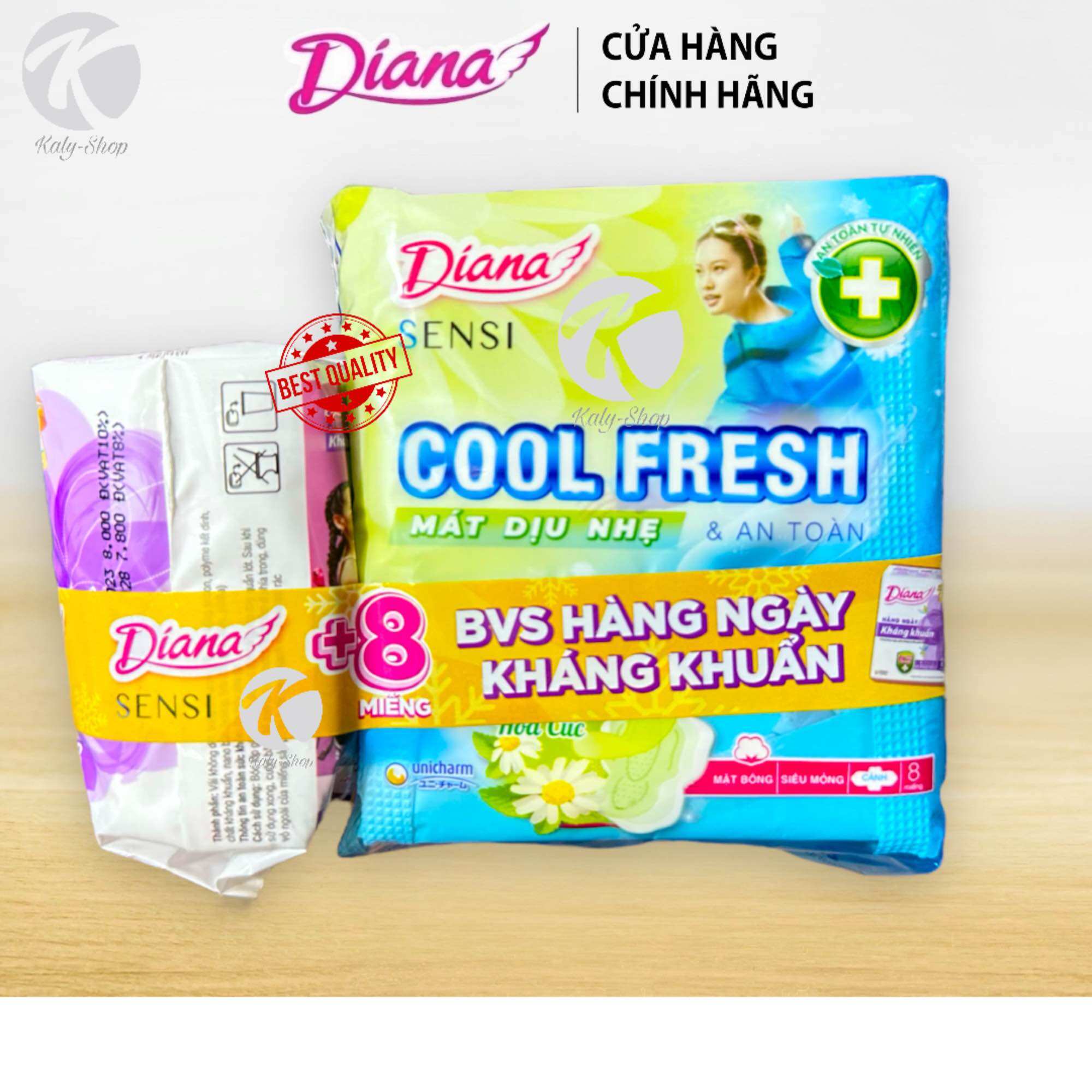 (Tặng 1 Gói HNKK 8s) Diana Băng Vệ Sinh Sensi Cool Fresh Mát Dịu Hoa Cúc 23cm [ SP Mới ]