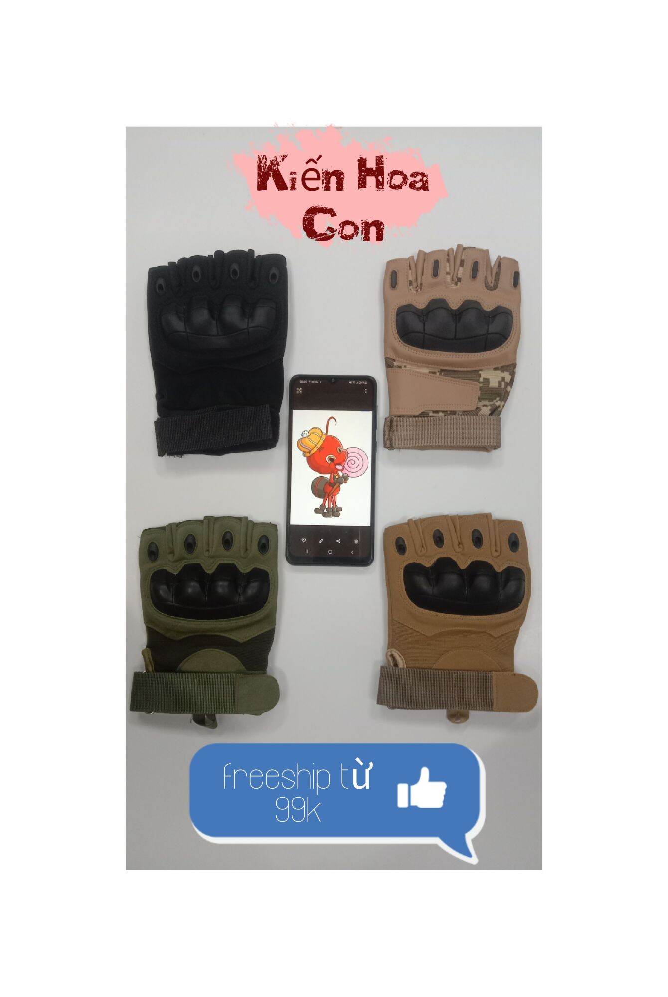 Găng tay chiến lược hở ngón, bao tay gù vuông nửa ngón