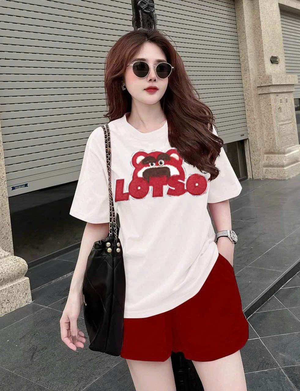 Sét bộ short cotton thêu logo q châu cao cấp