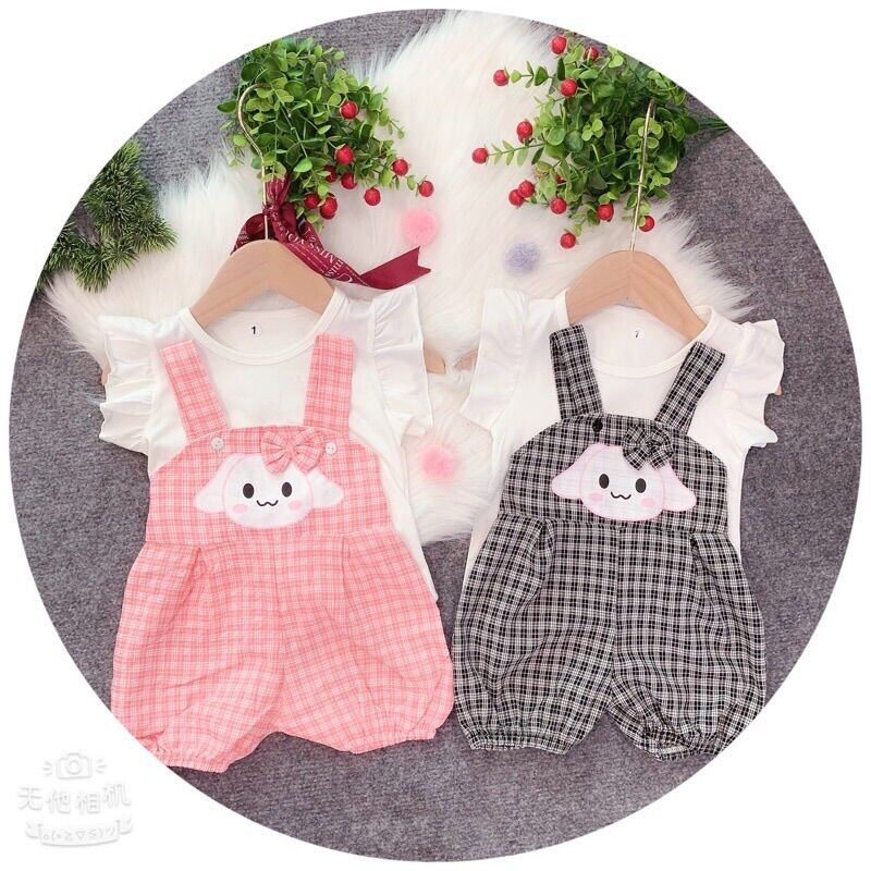 Sét yếm caro kèm áo 💕lina kids💕 cho bé gái 5-15kg.