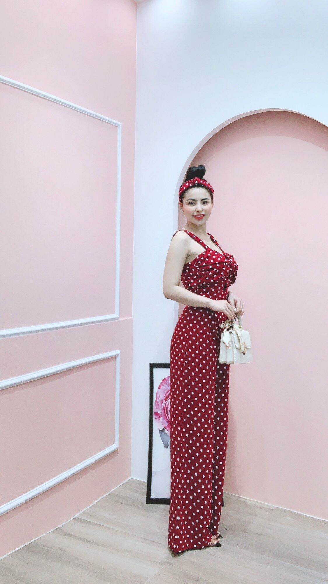 Jumsuit dài 2 dây xoắn ngực (có mút ngực)