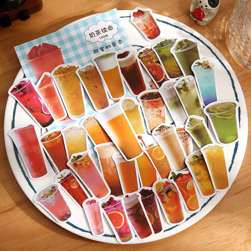 Set 100 hình dán sticker đồ ăn , nước uống , food drink