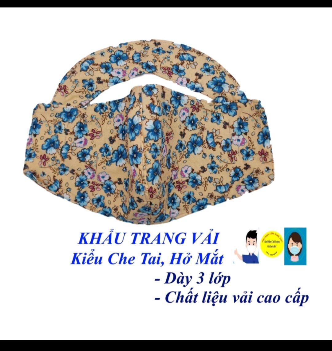 Khẩu trang vải tôn bông loại tai voi cao cấp 3 lớp thoáng khí ,kháng bụi