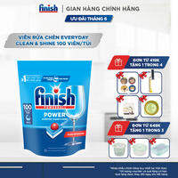 Viên Rửa Chén Bát Hương Chanh Finish Powerball Power Everyday Clean & Shine - Túi 100 viên siêu tiết kiệm