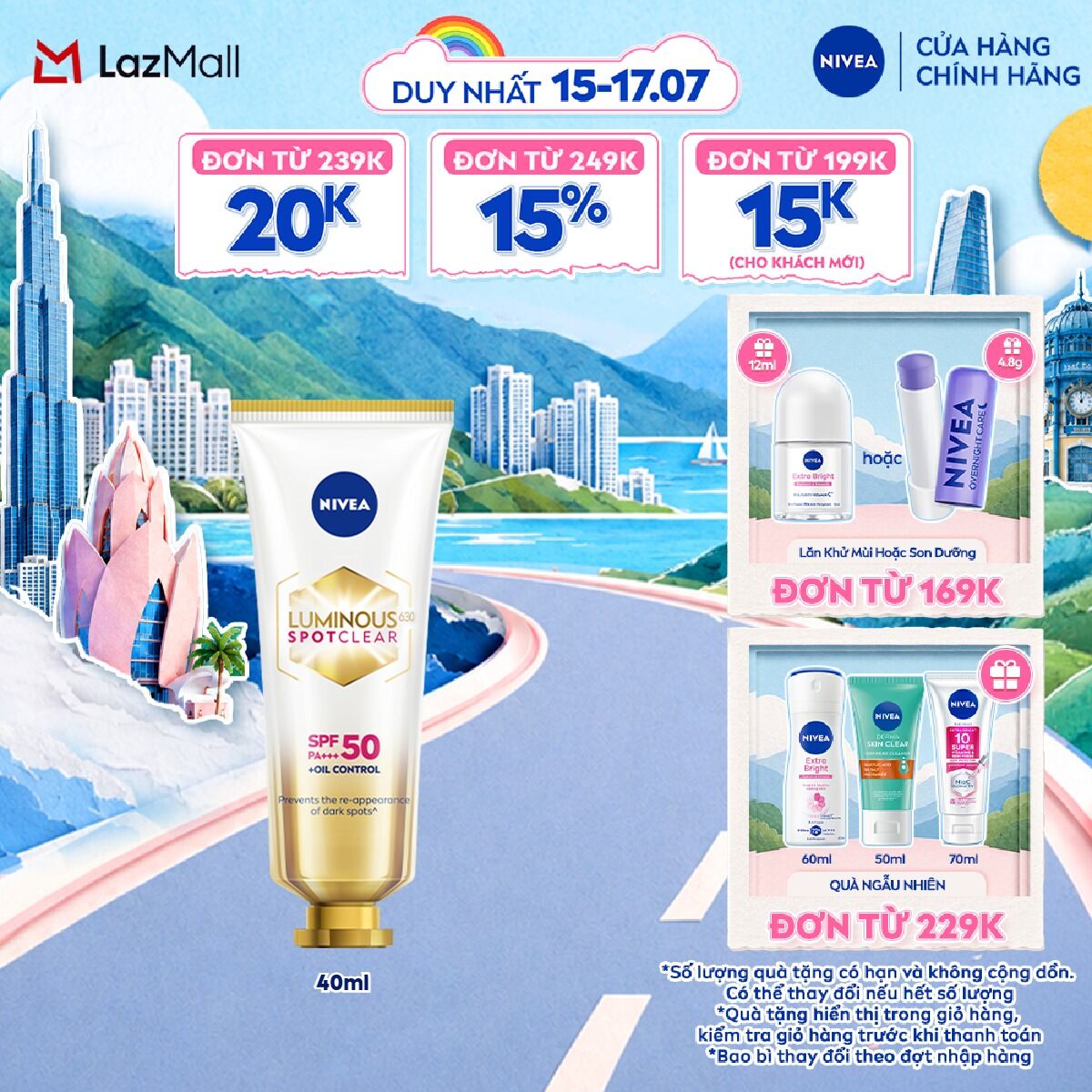 Kem Chống Nắng Dưỡng Da NIVEA LUMINOUS 630 Giúp Làm Mờ Đốm Nâu Ngăn Ngừa Thâm Nám SPF50 PA+++ (40 ml) - 89581