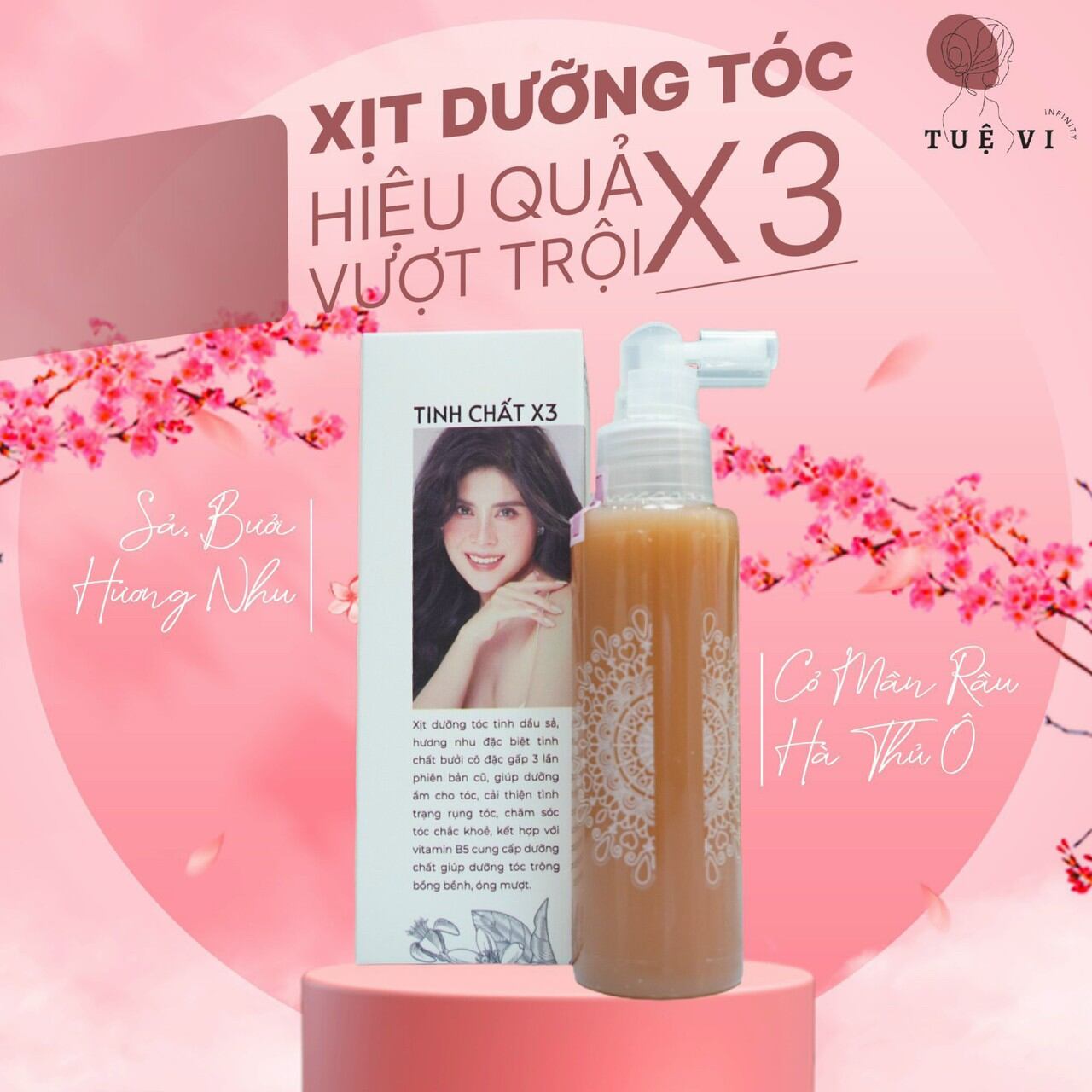 (Xịt bưởi Tuệ vi mẫu mới chính hãng cty)XỊT DƯỠNG TÓC X3 TUỆ VI,KÍCH MỌC TÓC NHANH,GIẢM RỤNG TÓC