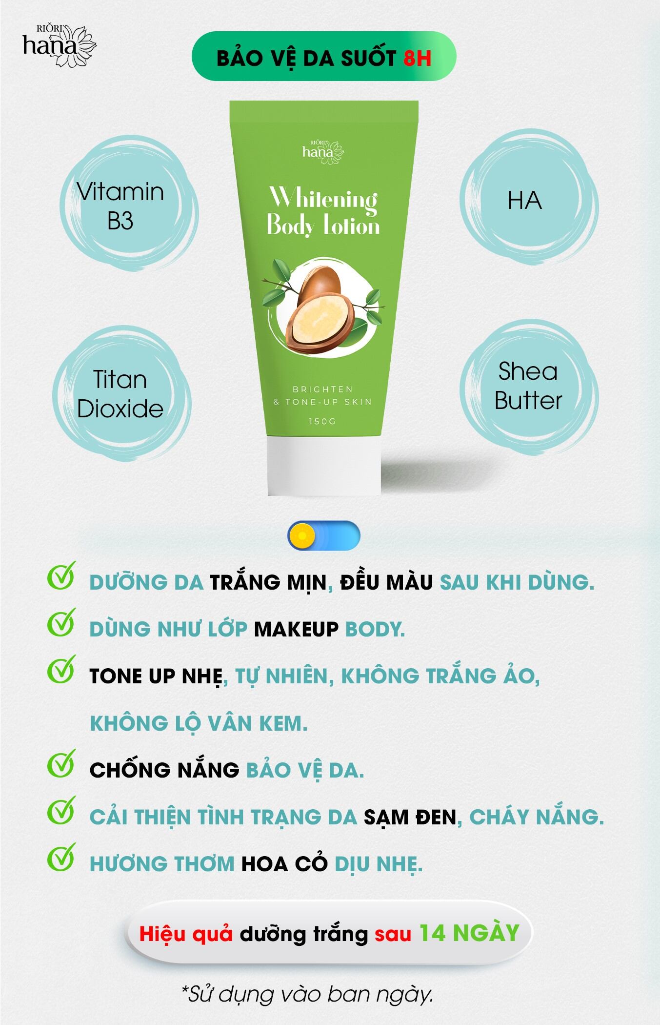COMBO DƯỠNG TRẮNG DA BAN NGÀY RIORI (Tinh chất serum + Lotion)