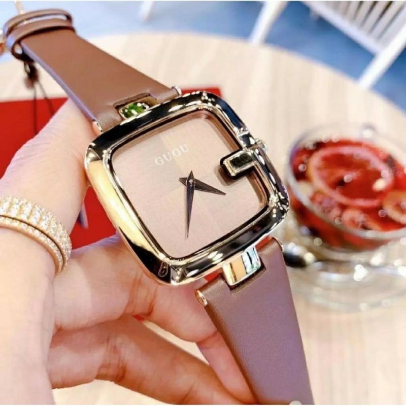 [HCM]Đồng hồ nữ GUOU mặt vuông cao cấp (Đẹp từng milimet)