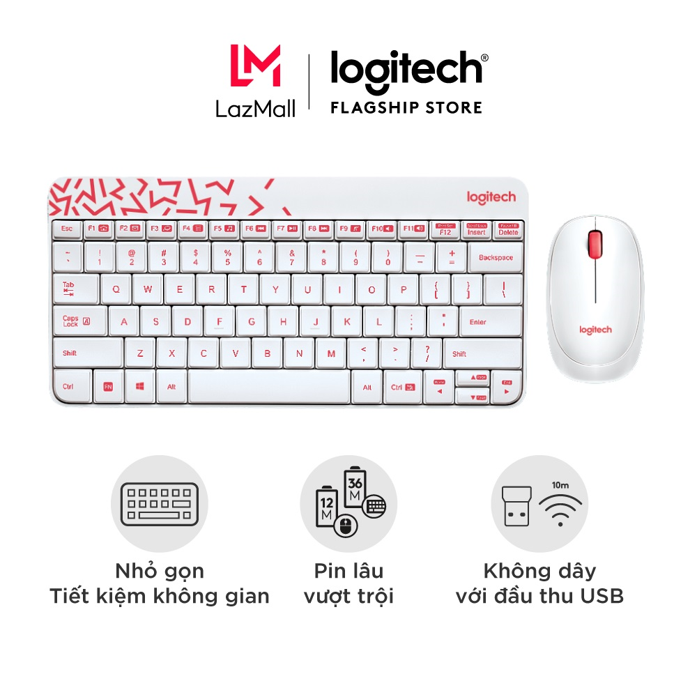 Combo chuột phím không dây Logitech MK240 - nhỏ gọn 1 đầu thu USB không dây 10m pin lâu vượt trội