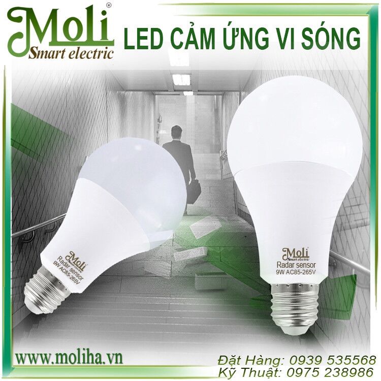 [HCM]ĐÈN LED CẢM ỨNG RADAR SIÊU SÁNG MOLI