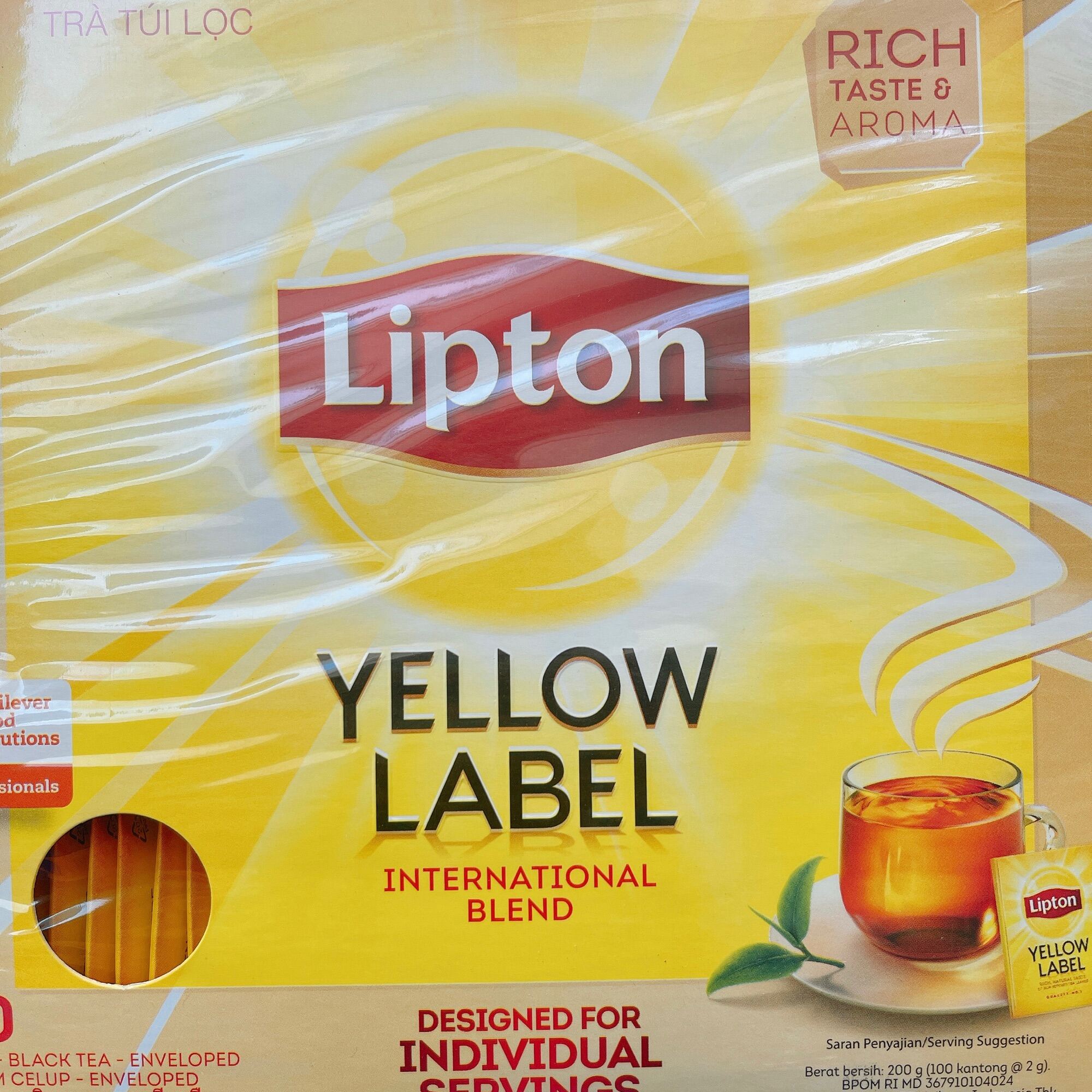 Trà túi lọc Lipton có bao giấy 100gram x2gram