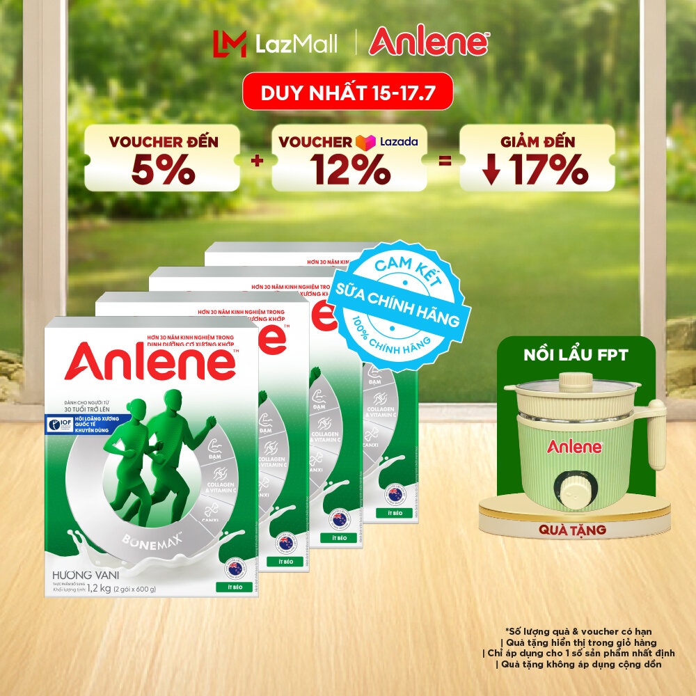 [Voucher giảm đến 26%]Combo 4 Sữa Bột Anlene Hương Vani 1.2Kg