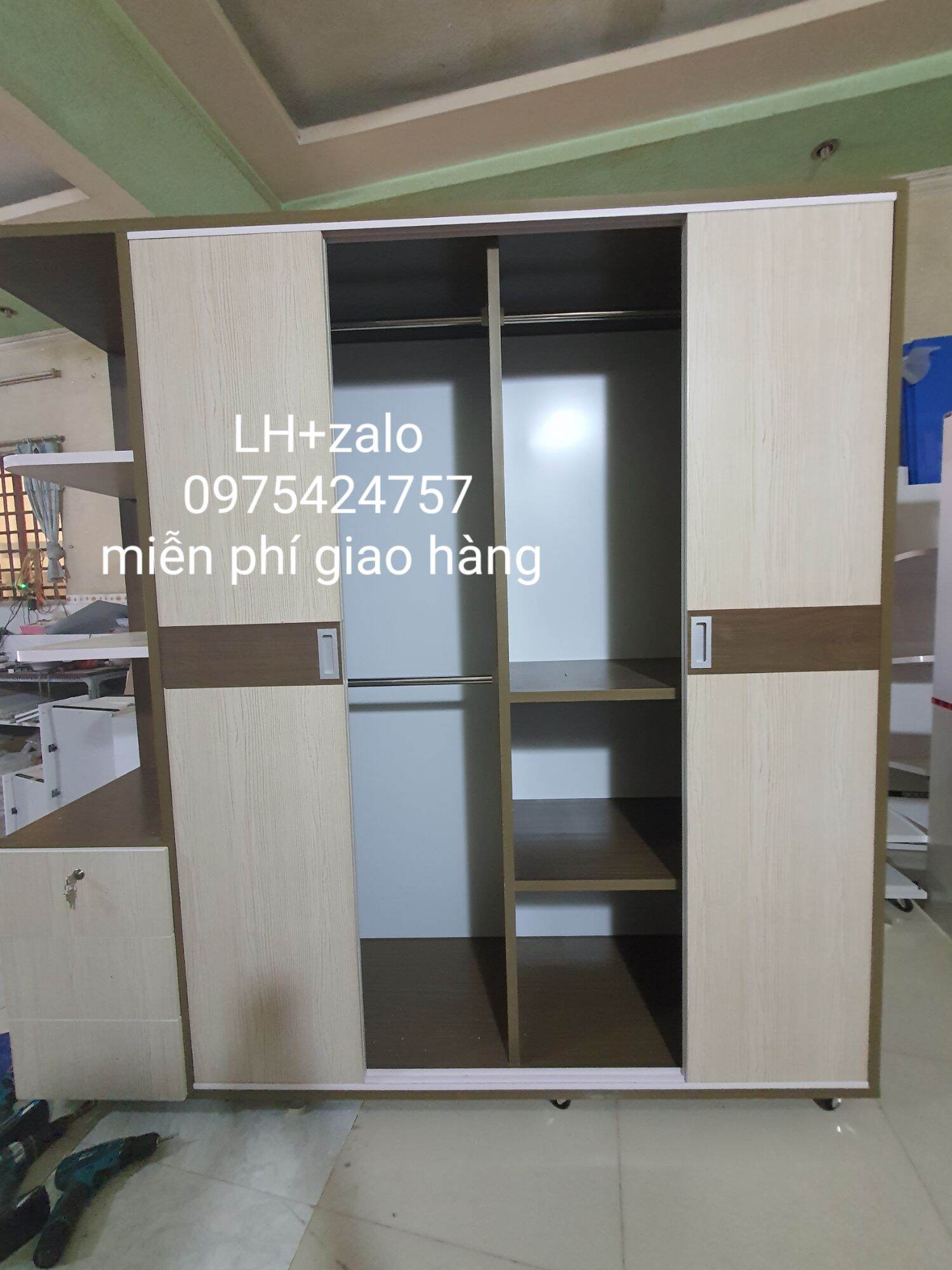 Tủ nhựa đài loan 4 cánh 1 kệ cửa lùa
