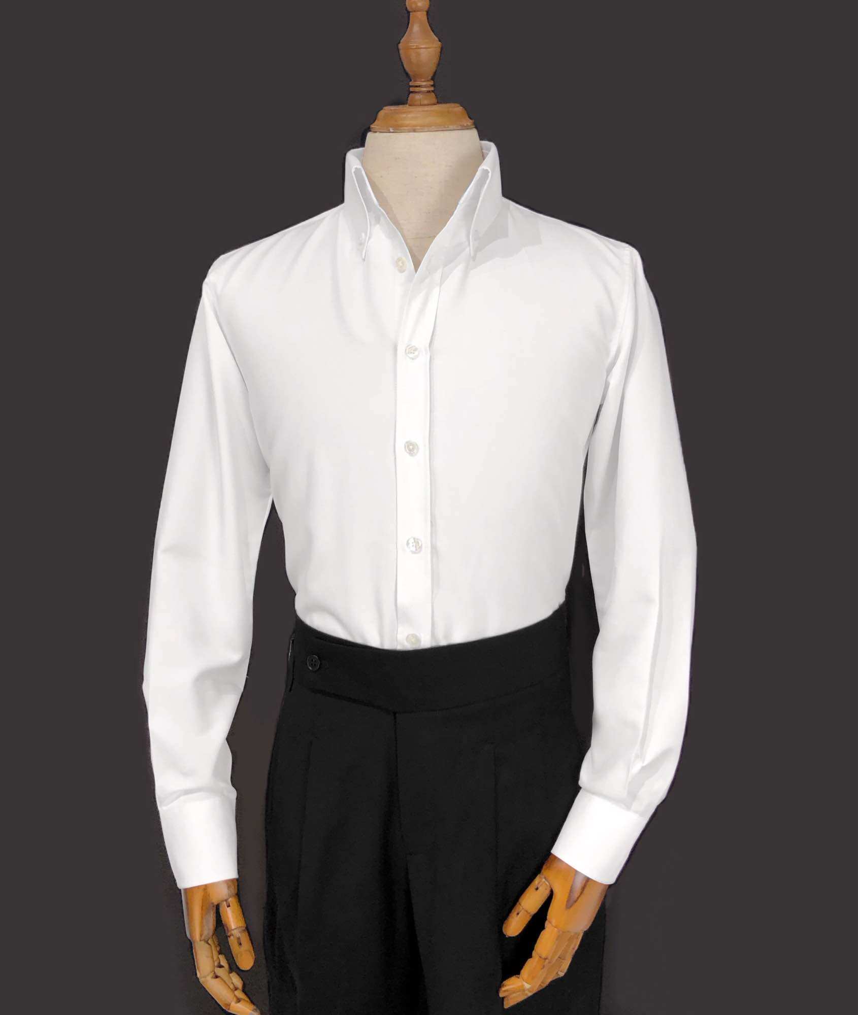 Sơ mi trắng cho nam cổ button-down form regular cổ cứng mặc vest
