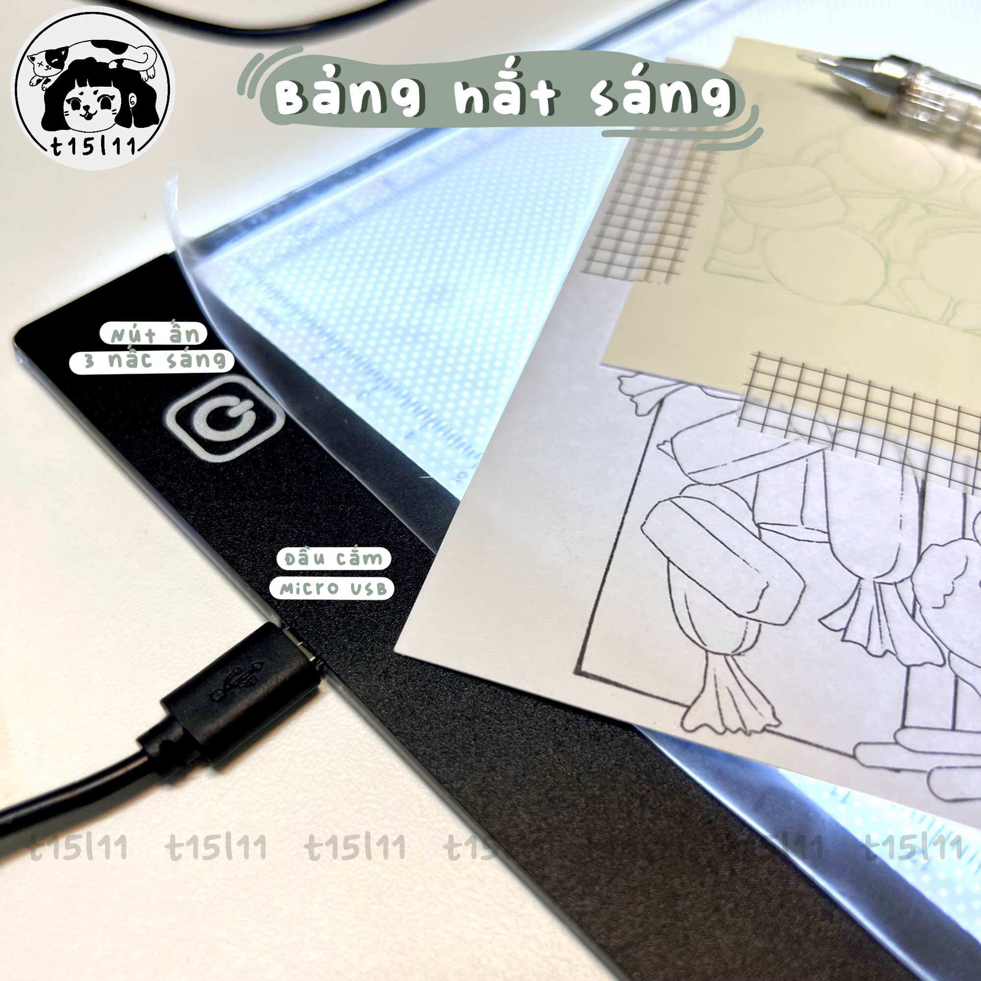 [t15l11] Bảng hắt sáng 3 cấp độ A5/A4