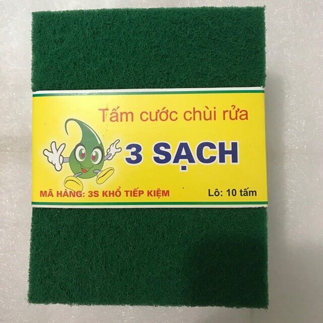 Set 10 miếng cước XANH rửa chén Lớn (13x15cm)