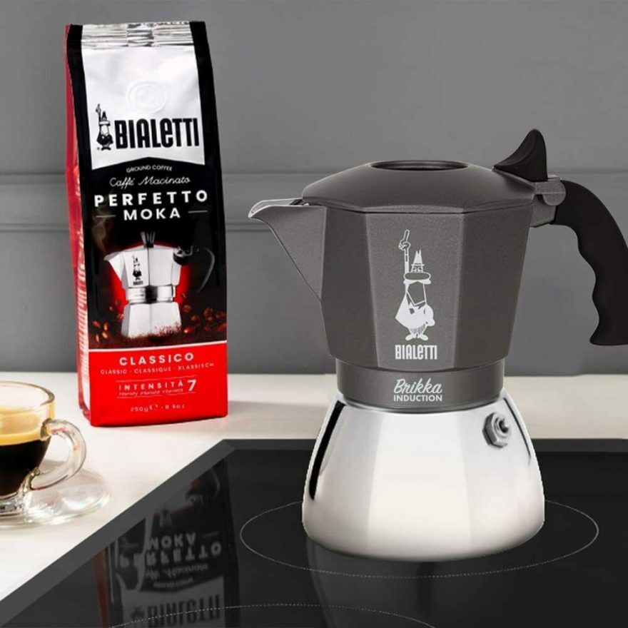 Ấm pha cà phê Bialetti Brikka Induction 4 cup (mẫu mới 2022), dùng được với cả bếp từ